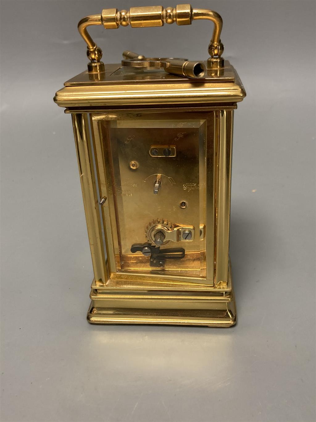 A modern French brass cased eight day presentation carriage timepiece